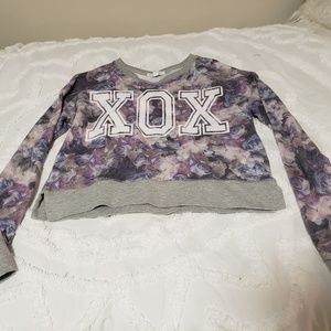 Crop flower sweat shirt top